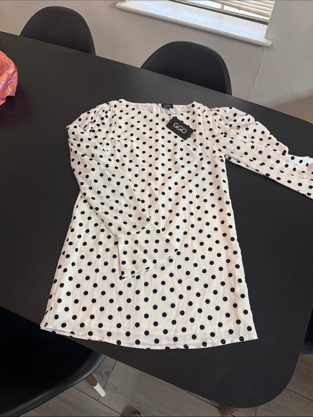 GGO White Long Sleeve Polka Dot Dress